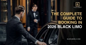 Professional chauffeur opening the door of a luxury black limousine, showcasing premium Limo Services for airport transfers, corporate travel, weddings, and VIP transportation in 2026.